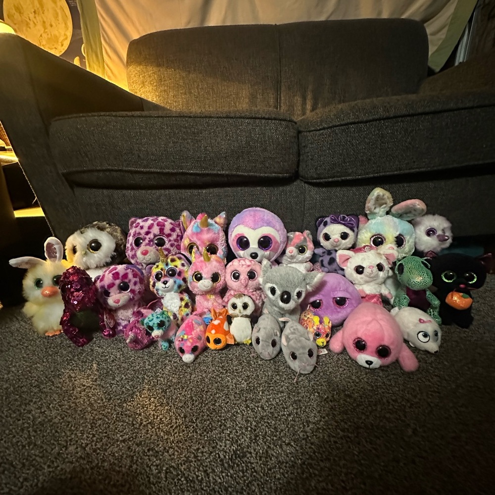 Ty Plush Toy Collection - Pink, Purple, Gray